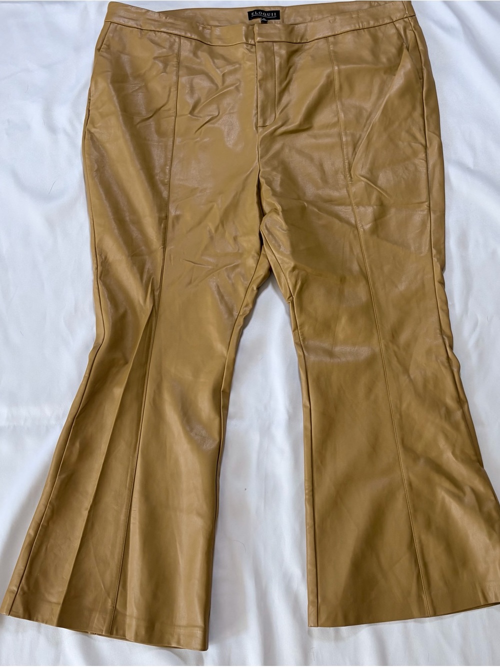 Eloquii Camel Leather Flare Pants